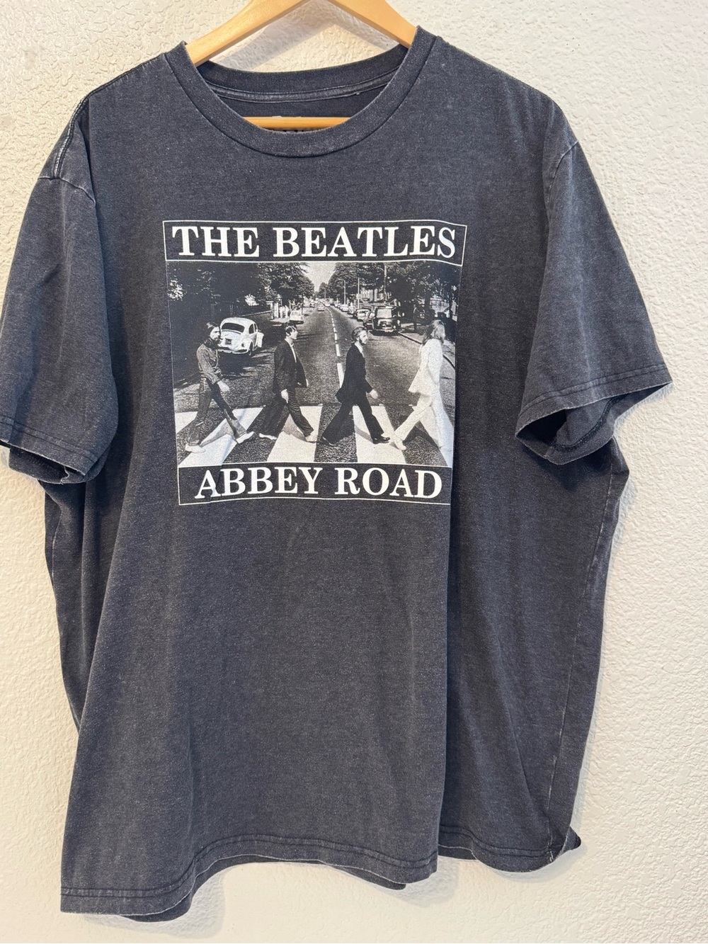 The Beatles White Logo Tee - Charcoal